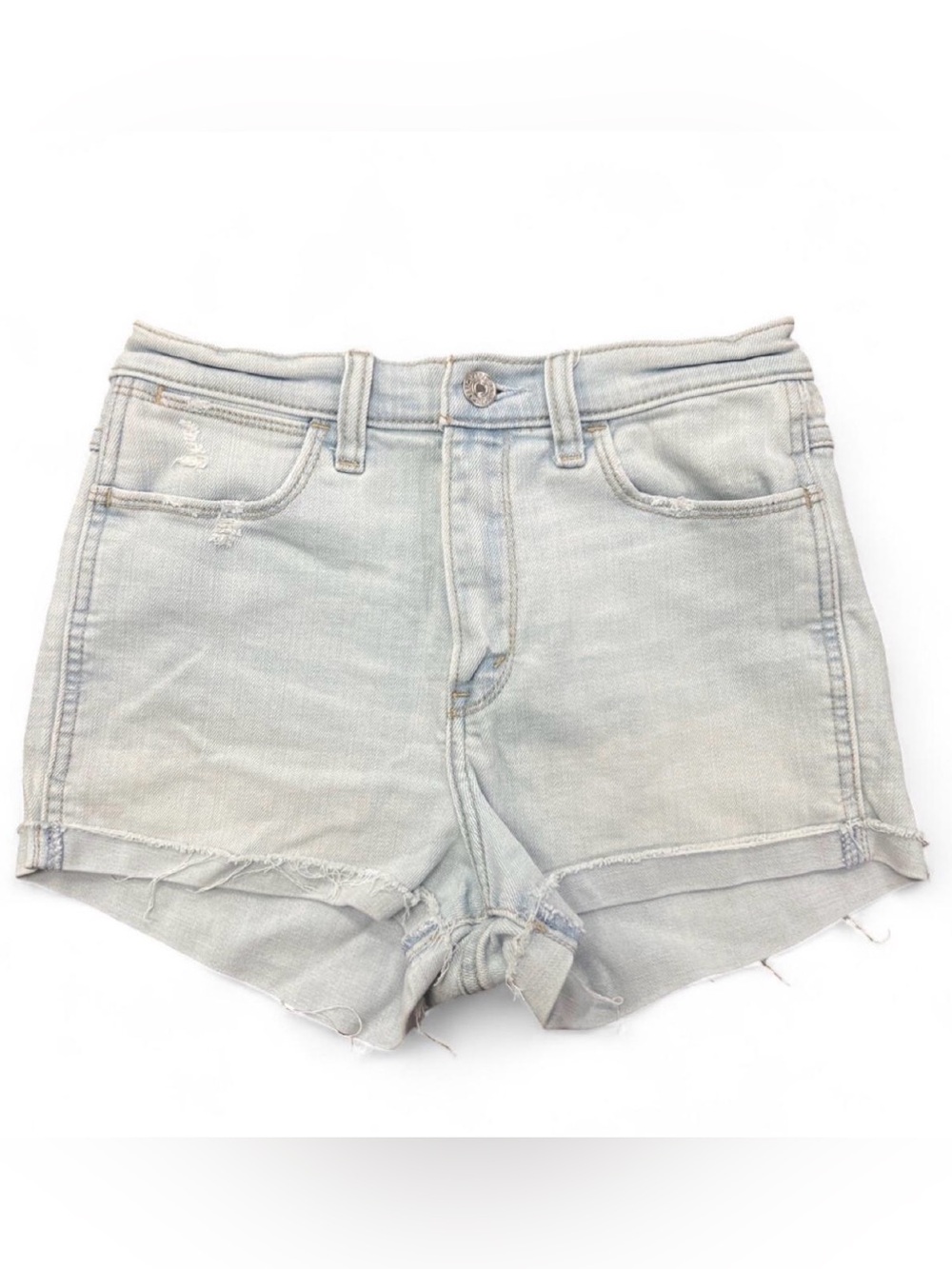 Abercrombie & Fitch Shorts High Rise Light Wash Blue Distressed Denim Size 2